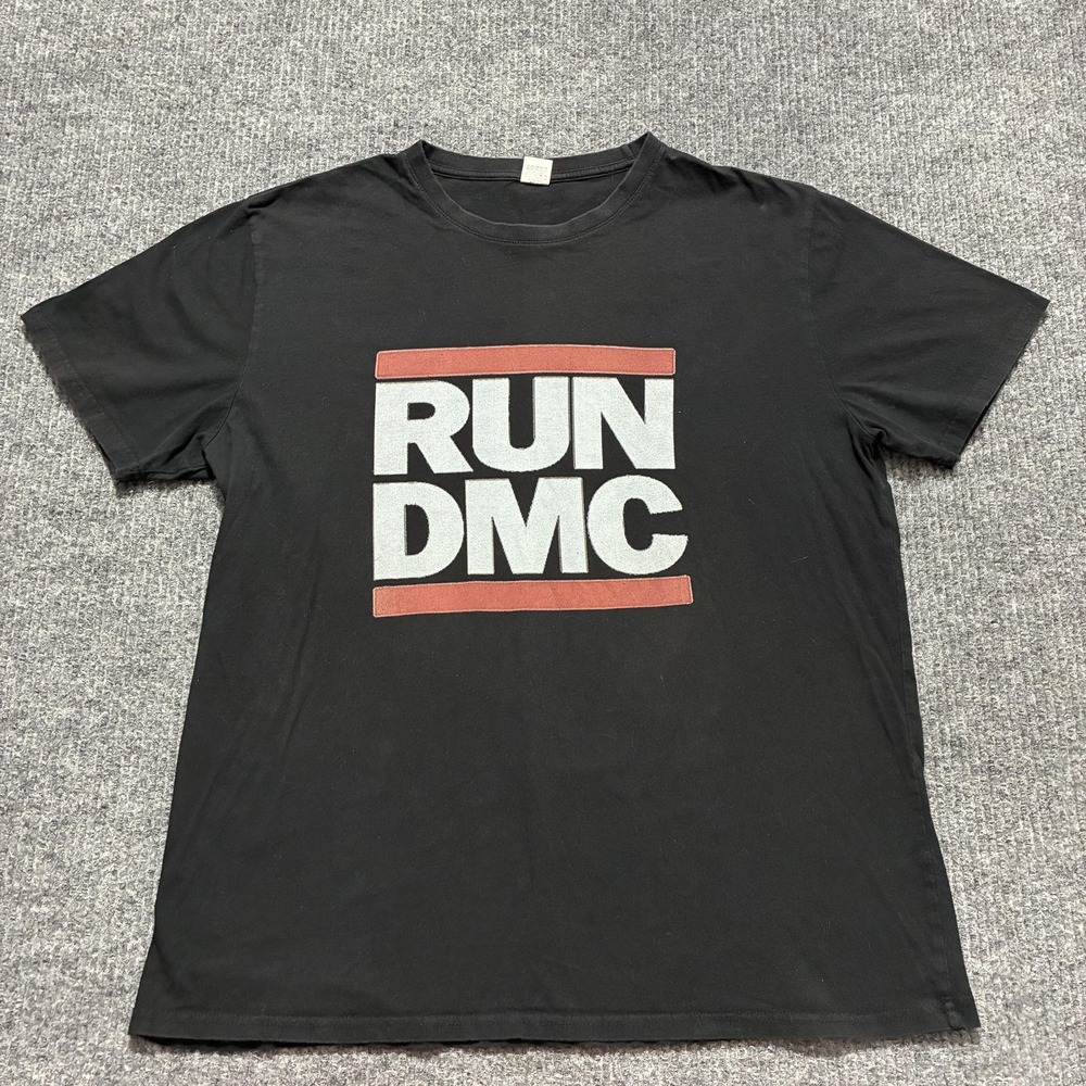 Run DMC Shirt Mens 2XL Black Graphic Band Hip Hop‎ Rap Tee Cotton Short Sleeve